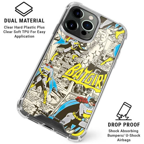 DC Comics Batman Batgirl Vintage Action pose pattern iPhone 16 Pro Clear Case